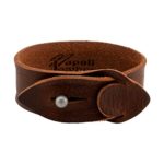 Brown Distressed Napoli Leather Slit Closure Simple Strap Bracelet, 11 inches