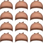 eBoot 12 Pack Nylon Wig Caps for Women and Men (Light Brown)