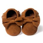 Royal Victory Unisex Baby Boys Girls Prewalker Bow Mocassins Soft Sole Tassels Toddler Shoes 11 Colors (13cm(12-18 Months), Suede Dark Brown)