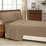 Super Sabanas Solid Color Bed Sheets with Embroidery, 90 GSM (1600 TC – Double Sided Brushed – 14″ Deep Pocket) Feels like Egyptian Cotton – Exceptionally Soft (Queen, LIGHT BROWN)