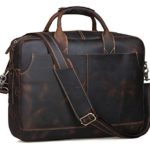 Texbo Genuine Leather Men’s Briefcase Messenger Tote Bag Fit 17-18 Laptop (Dark Brown X-Large 18 inch)
