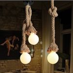 Borang Double Heads Retro Rope Lights Loft Vintage Lamp Bedroom Dining Room Pendant Hand Knitted Hemp Rope 200 Cm