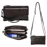 Women Soft Genuine Leather Smartphone Wristlet Purse Cell Phone Cross Body Bag Wallet Clutch Handbag with Card Slots/Shoulder Strap/Wrist Strap – for iPhone 6s Plus (Dark Brown)