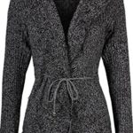 2LUV Women’s Knit Ruffle Open Front Sweater Cardigan With Waist Draw