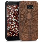 kwmobile Wooden case for Samsung Galaxy A5 (2017) Case – Handy Cover Protection case made of wood in walnut Design Indian sun dark brown