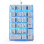 Mechanical Numeric Keypad GATERON Brown Switch Wired Ice Blue Backlit Gaming Keypad 21 keys Mini Numpad Portable Keypad Extended layout White Magicforce by Qisan