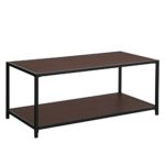 SONGMICS Coffee Table, with Storage Shelf, Metal Frame Cocktail Table, for Living Room and Office, Dark Brown ULCT66BZ