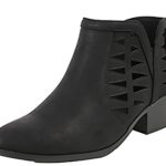 Soda Women’s Perforated Cut Out Stacked Block Heel Ankle Booties