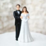 Bride and Groom Couple Figurine Cake Topper – Light Complexion w/ Brown Hair