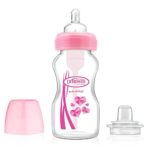 Dr. Brown’s Wide-Neck Options Bottles, 2-In-1 Transition Bottle Kit, Pink, 9 Ounce