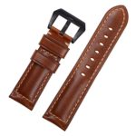 Genuine Leather Watchband, EACHE Oil Waxed Genuine Leather Watchband Vintage Style 6colors 18mm 20mm 22mm 24mm 26mm Black Buckle Silver Buckle