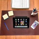 Desk Pad Blotter Protector Comfortable With Faux Leather Feels Smooth And Sturdy With Velvet Bottom. Color Dark Brown (16 x 24)