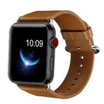 Fradyer Apple Watch Band,38mm iWatch Band Genuine Leather Strap Replacement with Stainless steel Metal Clasp for Apple Watch Series 1 2 3 Sport and Edition (Brown)
