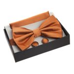 Adam Baker Twill Pattern Pre-Tied Bow Tie with Pocket Square and Cufflinks Gift Set – Colors