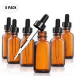 Yesker 1oz Amber Glass Bottles for Essential Oils with Glass Eye Dropper – Pack of 6