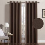 H.VERSAILTEX Classical Grommet Top Room Darkening Thermal Insulated Heavy Weight Textured Tiny Plaid Linen Like Innovated Indoor Curtains,52 by 96 Inch-Cocoa Brown (1 Panel)