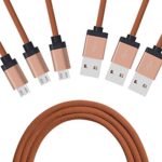 Micro USB Cables, RUN-L 3pack 6ft High Speed USB 2.0 to USB Charging Cables Premium Durable Cloth Braided Cable for Samsung, Nexus, LG, Motorola, Android Smartphones and More, Brown