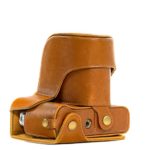 MegaGear Fujifilm X-T20, X-T10 (16-50mm/18-55mm Lenses) Ever Ready Leather Camera Case and Strap, with Battery Access – Light Brown – MG983