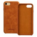 Jisoncase iPhone 7 Case Genuine Leather Hard Back Case Slim Fit Protective Cover Snap on Case for iPhone 7 [Saddle Brown]-JS-IP7-02A20
