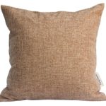 TangDepot Heavy Lined Linen Cushion Cover, Throw Pillow Cover, Square Decorative Pillow Covers, Indoor/Outdoor Pillows Shells – (18″x18″, Light Brown)