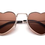 Newbee Fashion – “LOVE” Kyra Kids Teens Juniors Heart Shaped Sunglasses Girls Heart Sunglasses Metal Slim Rimmed Retro Lovely Girls Sunglasse Brown