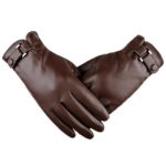 Yingniao Men’s Touchscreen Texting Winter Leather Dress Driving Gloves Warm Fleece Lining Brown