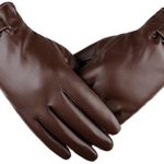Making Up Men’s Autumn And Winter PU Washed Leather Simulation Plus Thick Velvet Touch Gloves (brown)
