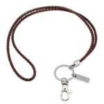 Office Lanyard, Boshiho PU Leather Necklace Lanyard with Strong Clip and Keychain for Keys, ID Badge Holder, USB or Cell Phone (Brown)