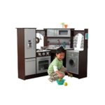 KidKraft Ultimate Corner Play Kitchen with Lights & Sounds, Brown/White