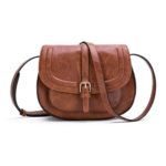 Small Purse Vintage Satchel for Women PU Leather Cover Hasp Crossbody Bag and Saddle Shoulder Bag with Long Adjustable Strap
