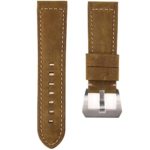 Adebena 24mm Watch Bands Replacement Calf Leather Padded Watch Strap with Brushed Tang Buckle