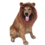 GABOSS Lion Mane Costume, Dog Lion Wig for Dog Pet Festival Party Fancy Hair Dog Clothes (Dark Brown with Ear), Large