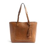 Women Vintage Tote Bag, OURBAG Ladies PU Leather Tote Shoulder Bag Handbag Purse Big Large Brown