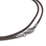 Brown Leather Necklace Cord 2mm with Stainless Steel Clasps (16-30 Inch)