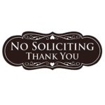All Quality Designer NO SOLICITING Thank You Sign – Dark Brown Small