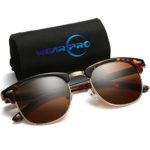 Clubmaster Sunglasses for Men Women – wearPro Retro Semi-Rimless Polarized Sun Glasses WP2006?brown/leopard?