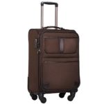 Coolife Luggage Expandable Suitcase Spinner Softshell TSA Lock (S(20in), Brown.)