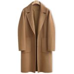 AOMEI Long Oversize Wool Coats for Women Winter Button Closure Camel Color Outwear Size S