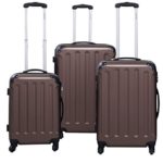 Goplus 3 Pcs Luggage Set Hardside Travel Rolling Suitcase ABS Globalway (Brown)