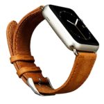Jisoncase JS-AW4-06A20 Leather Wristband with Metal Clasp and Adapters for (Apple Watch), 42mm, Brown
