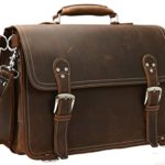 Iswee Leather 14” 16”Laptop Messenger Bag Convertible Backpack Travel Business Bag For Men (Large Size, Dark Brown-IA021)