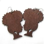Afro Puff Natural Hair Wooden Earrings