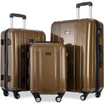 Merax 3 Piece Expandable TSA Luggage Set (Brown)