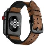 Mifa Hybrid Leather Sports band for Apple Watch vintage Bands Dark Brown Replacement straps Sweatproof classic dress iwatch series 1 2 3 nike space black grey 42mm brown men women HB (42mm – Brown)