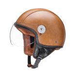 Woljay Leather Motorcycle Vintage Half Helmets Motorcycle Biker Cruiser Scooter Touring Helmet (L, Brown)