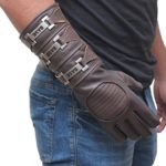 Miracle(Tm) Mens Anakin Skywalker Gauntlet Gloves – Adult Costume Real Leather Gloves (Brown, Small)