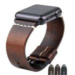 MAIKES Apple Watch Band 4 Color Available Genuine Oil Wax Leather Apple Watch Strap For iWatch Apple Watch 42mm 38mm Series 3 2 1 (Band For Apple Watch 42mm, Dark Brown+Black Buckle)