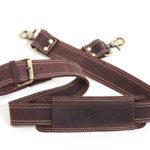 Quality Leather Replacement Shoulder Strap – GENUINE COWHIDE leather; for messenger, laptop, camera, travel bags and more (dark brown)