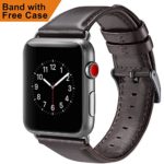 Honejeen for Apple Watch Band 42mm, Retro Genuine Leather iwatch Strap Replacement Band for Apple Watch Series 3 Series 2 Series 1 Nike+ Sport and Edition, Dark Brown
