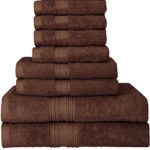 Utopia Towels Luxurious 700 GSM Thick 8 Piece Towel Set in Dark Brown; 2 Bath Towels, 2 Hand Towels and 4 Washcloths – 100% Ring-Spun Cotton, Hotel Quality for Maximum Softness and High Absorbency